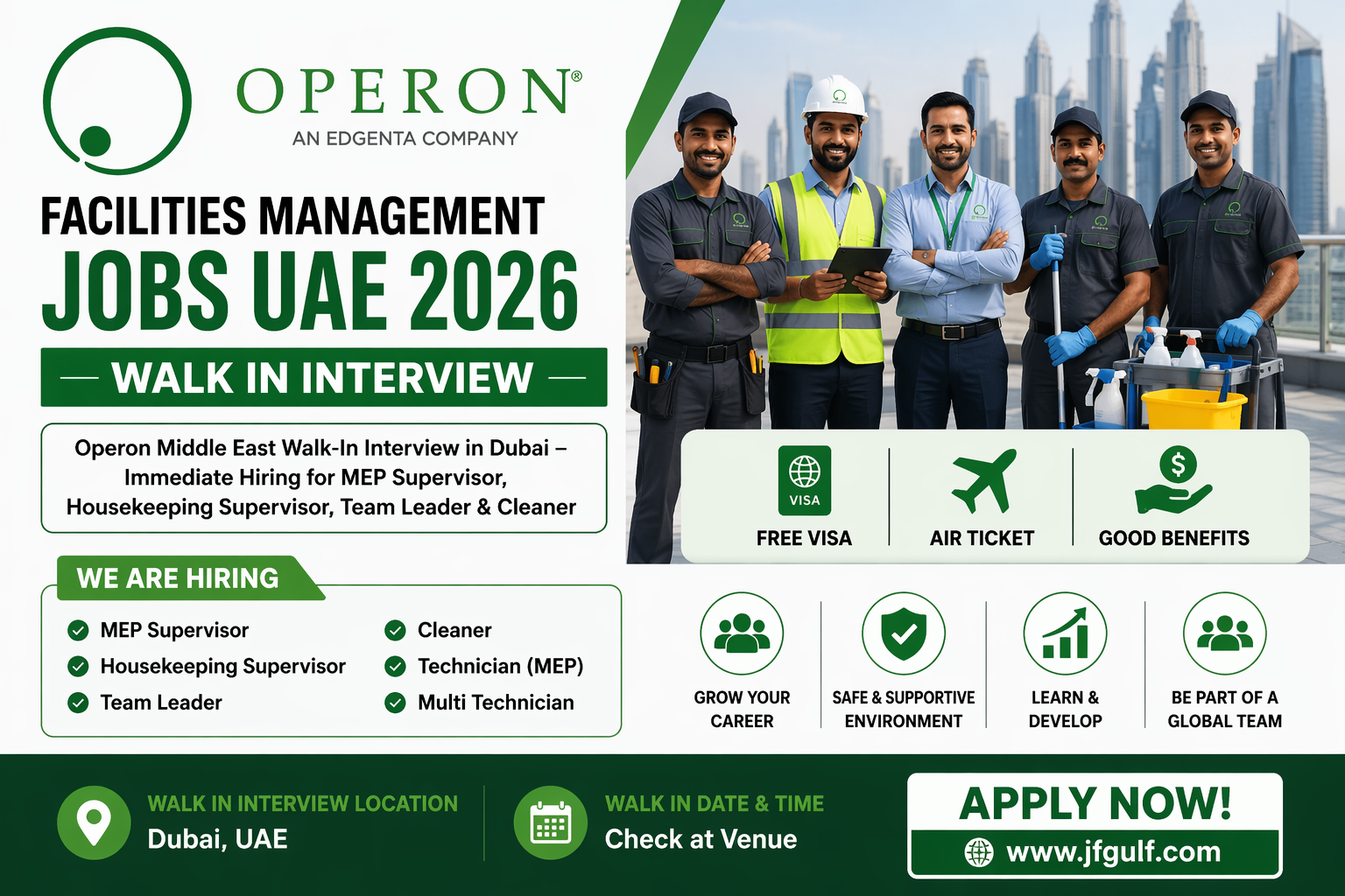 Facilities management jobs UAE 2026 Operon walk in interview Dubai