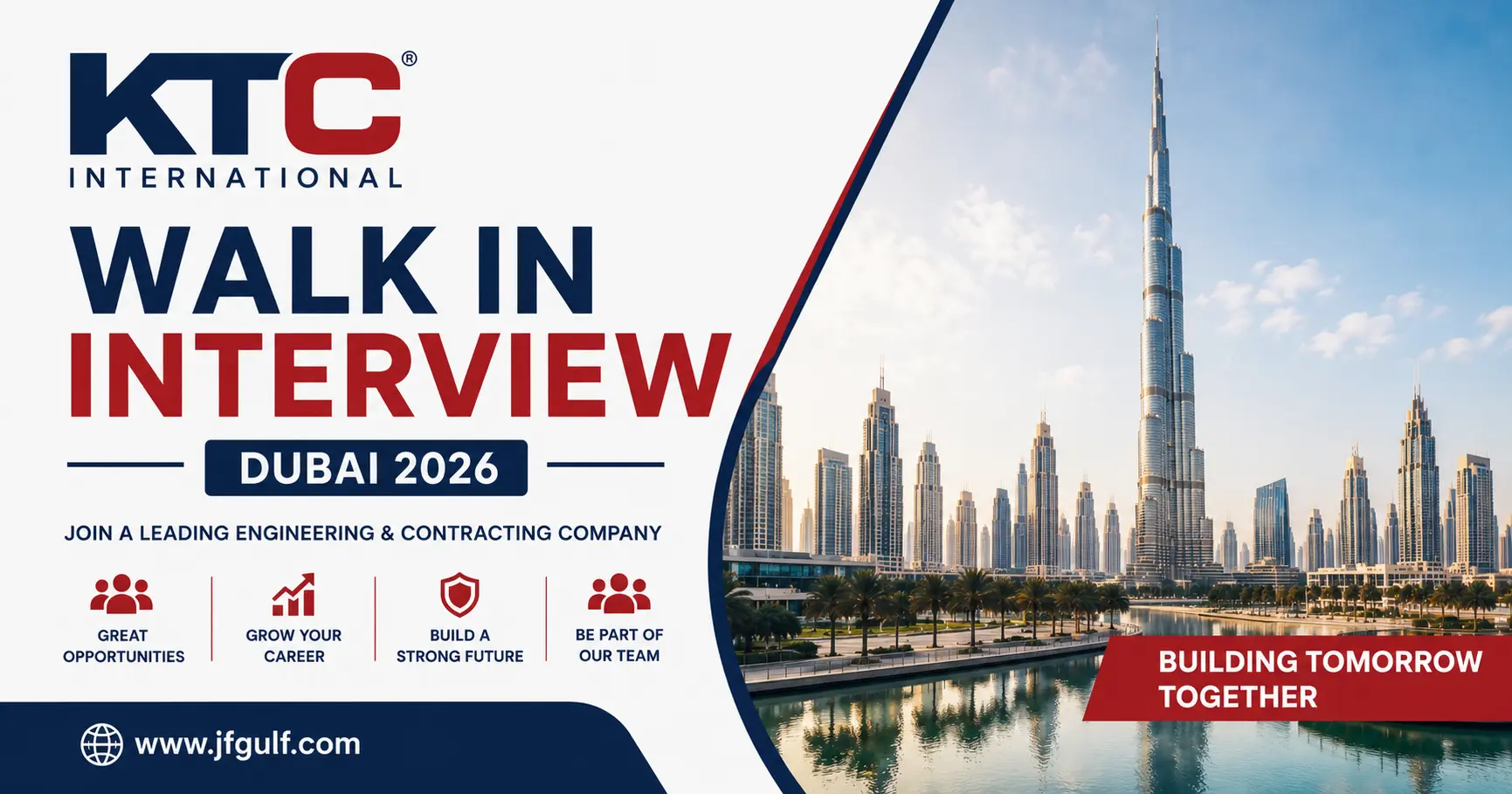 KTC International walk in interview Dubai 2026 for construction and infrastructure jobs in Jebel Ali